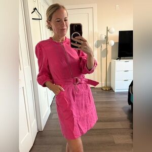 BAUM UND PFERDGARTEN Hot Pink Denim Belted Dress Size 34 US 4